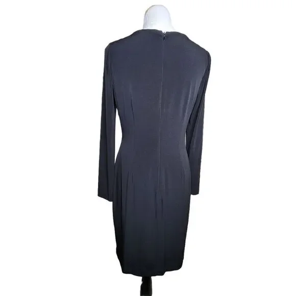 Calvin Klein Embellished Neck Long Sleeve Dress Black Gold Size 6 - Picture 11 of 12